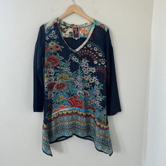 Johnny Was 100% Silk Floral Tunic Size XS - Picture 2 of 13
